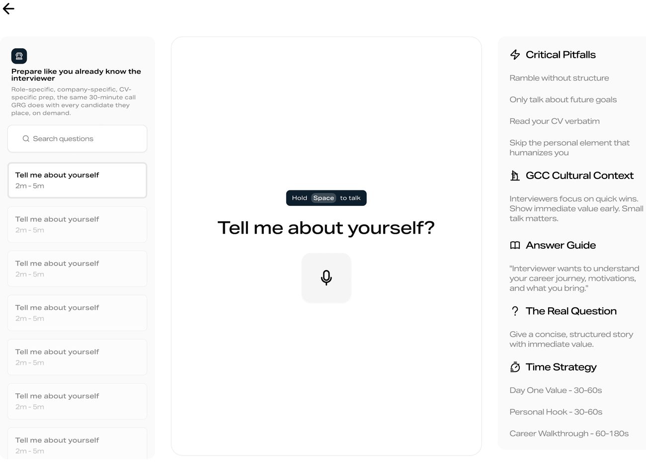 Zorwa Interview Studio: live practice with answer guides, question progress and skill mastery tracking.